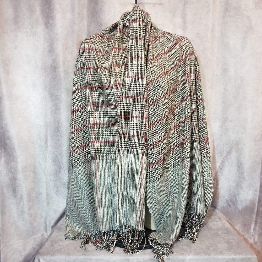Unbranded Plaid Black, White‎ & Red Wrap Blanket Scarf